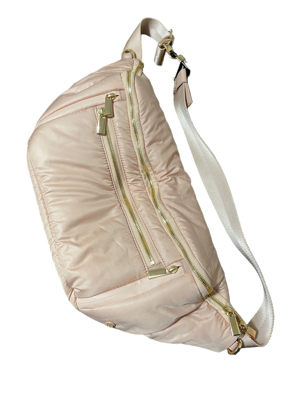 Caraa Blush Pink Puffy Crossbody Sling Bag with Gold Hardware
